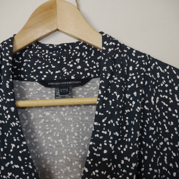 French Connection Polka Dot Jersey Dress Size L - Picture 3 of 10